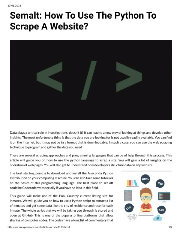 Semalt: How To Use The Python To Scrape A Website