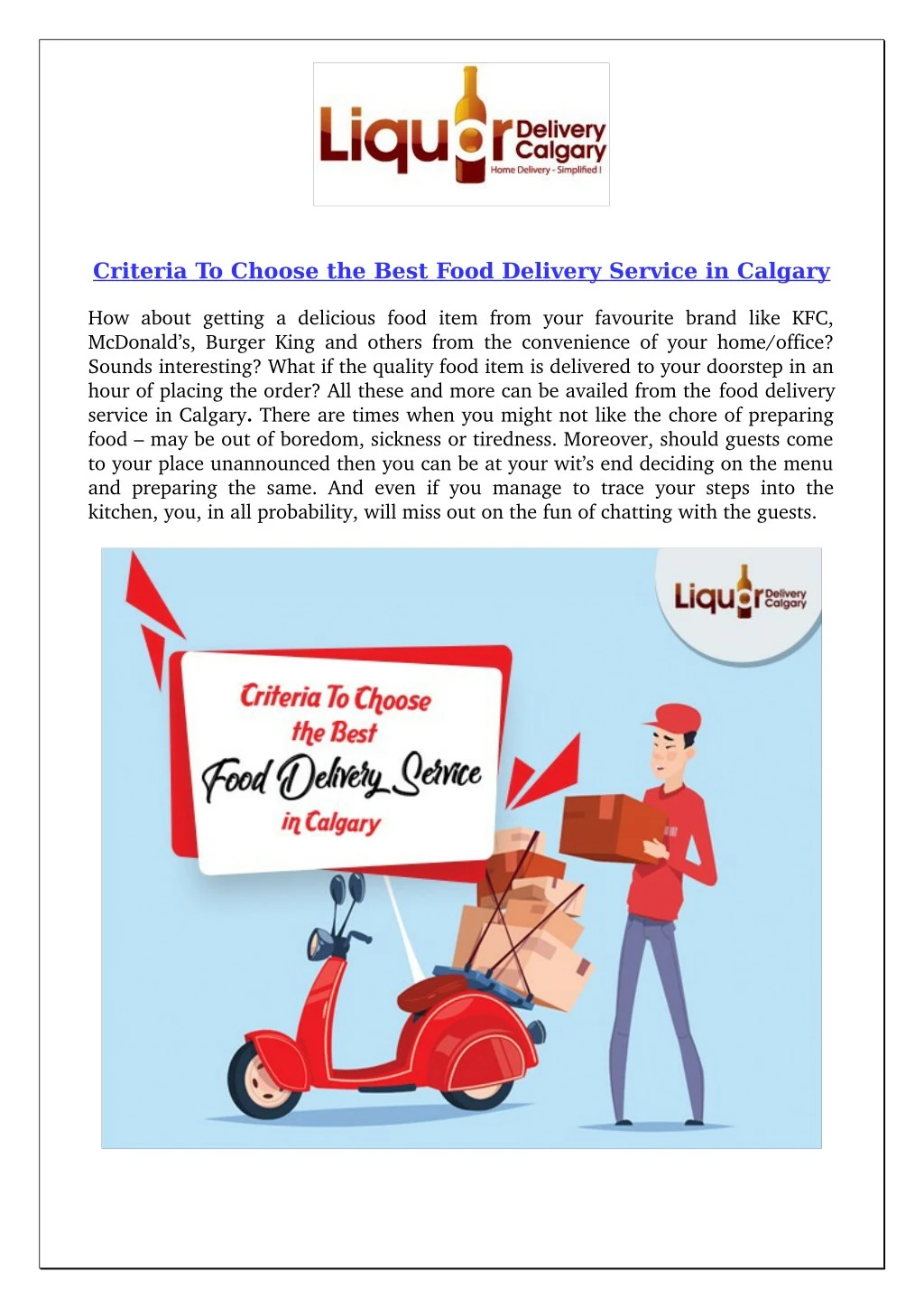 criteria to choose the best food delivery service