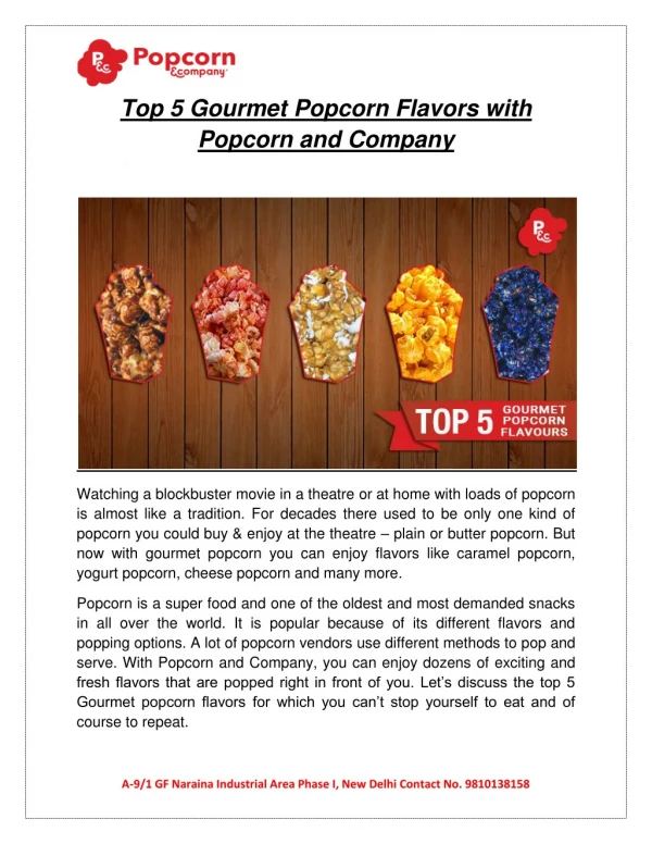 Top 5 Gourmet Popcorn Flavours with P & CO in Delhi NCR