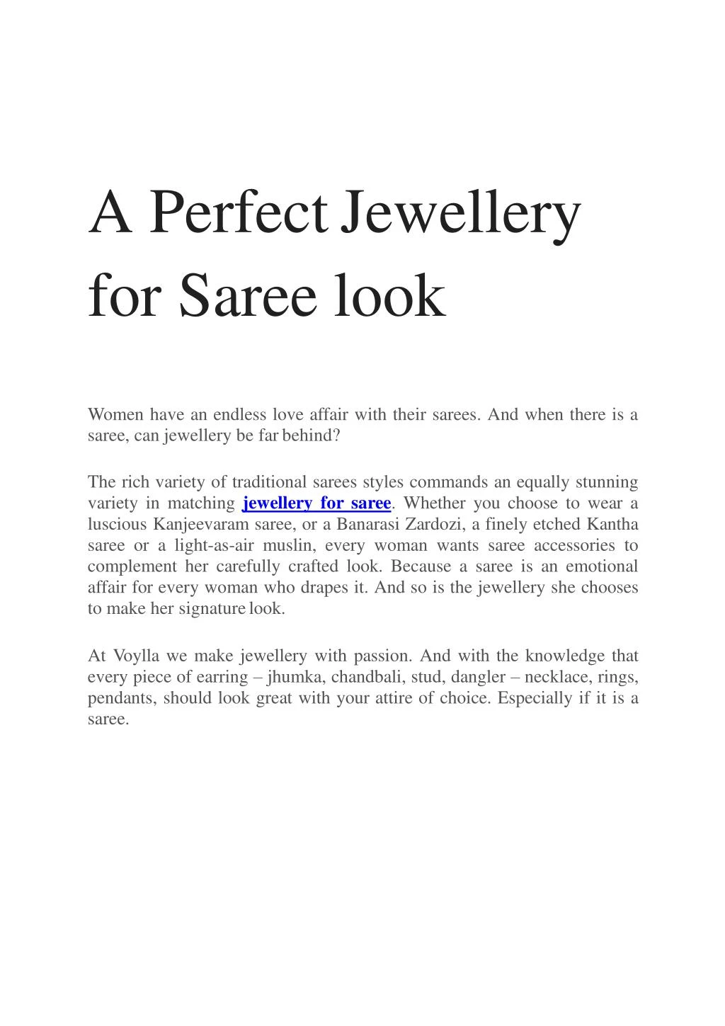 a perfect jewellery for saree look