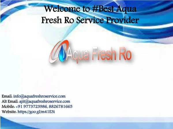Best Aqua Fresh Ro Service Provider in Rajouri Garden @9773723986