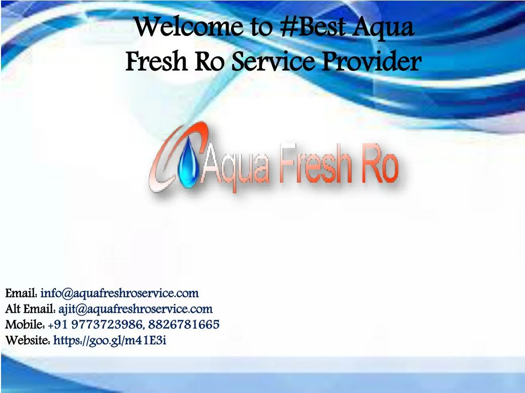 welcome to best aqua fresh ro service provider