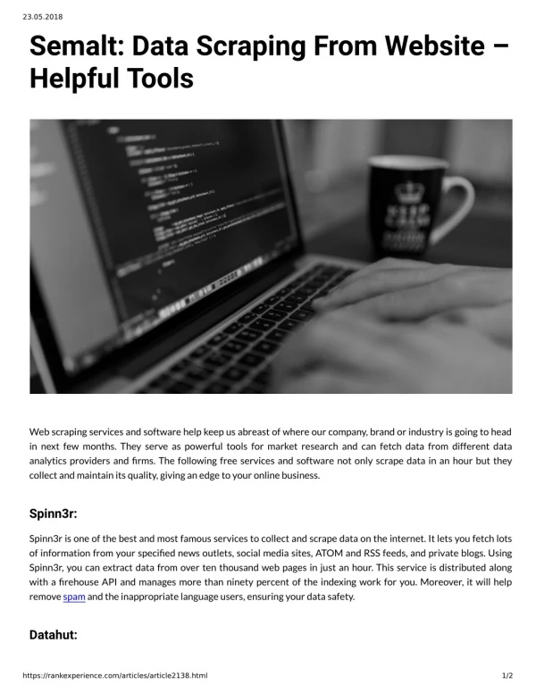 Semalt: Data Scraping From Website Helpful Tools