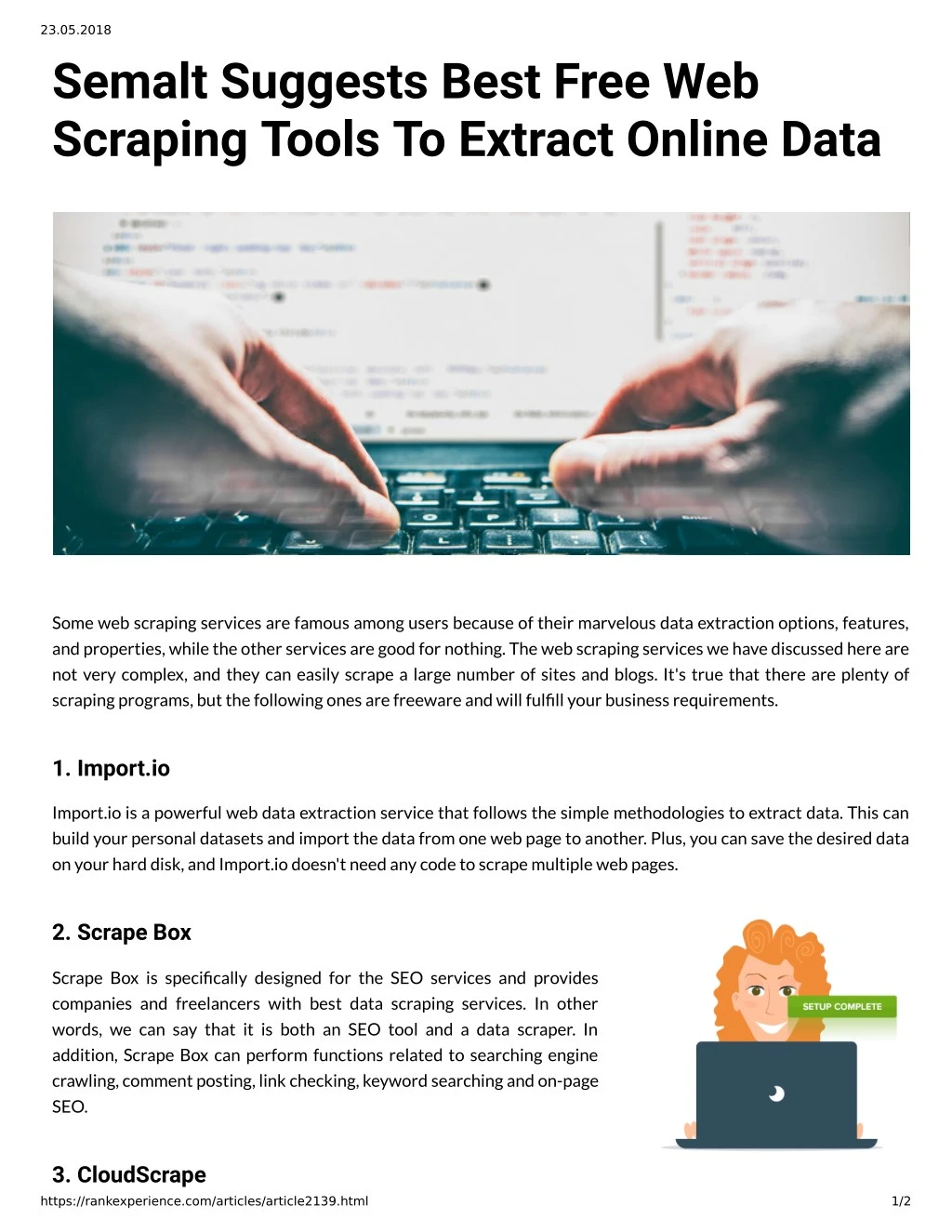 23 05 2018 semalt suggests best free web scraping