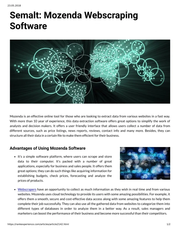 Semalt: Mozenda Webscraping Software