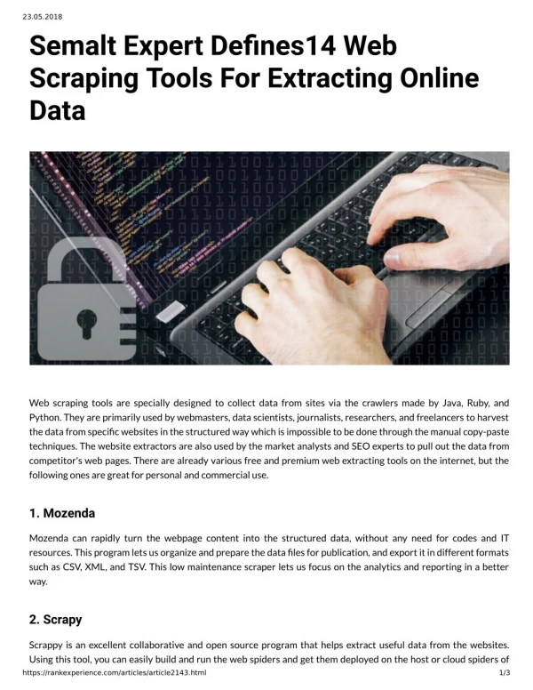 Semalt Expert Defines 14 Web Scraping Tools For Extracting Online Data