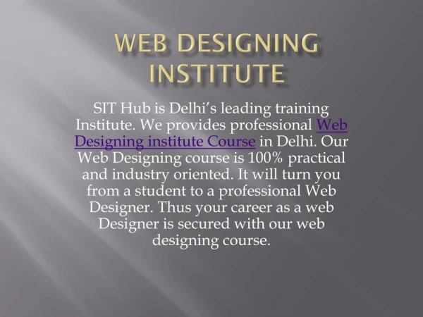 Web Designing institute