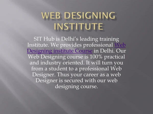 web designing institute