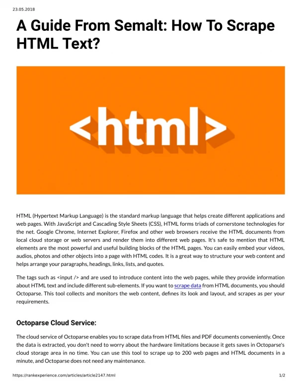 A Guide From Semalt: How To Scrape HTML Text