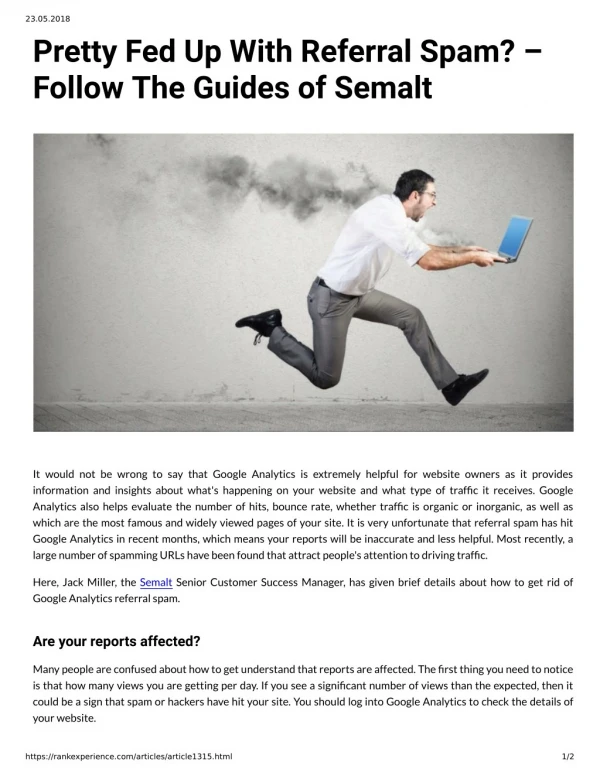 Pretty Fed Up With Referral Spam? – Follow The Guides of Semalt