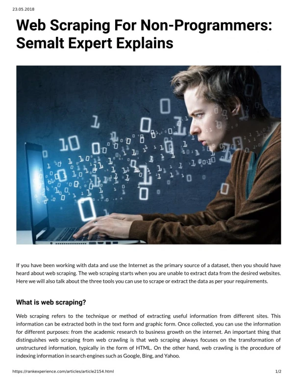 Web Scraping For Non Programmers: Semalt Expert Explains