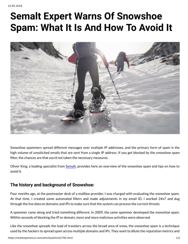Semalt Expert Warns Of Snowshoe Spam: What It Is And How To Avoid It