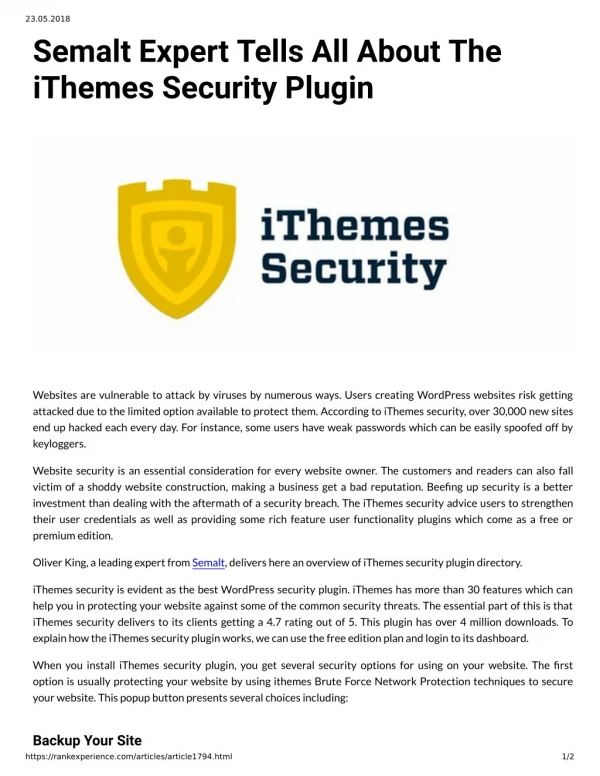 Semalt Expert Tells All About The iThemes Security Plugin