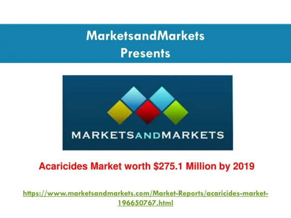 Acaricides Market worth $275.1 Million by 2019