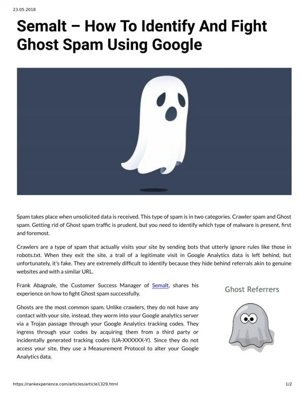 Semalt – How To Identify And Fight Ghost Spam Using Google