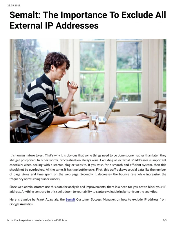 Semalt: The Importance To Exclude All External IP Addresses