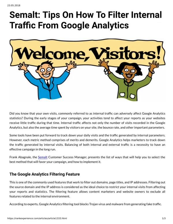 Semalt: Tips On How To Filter Internal Traffic From Google Analytics