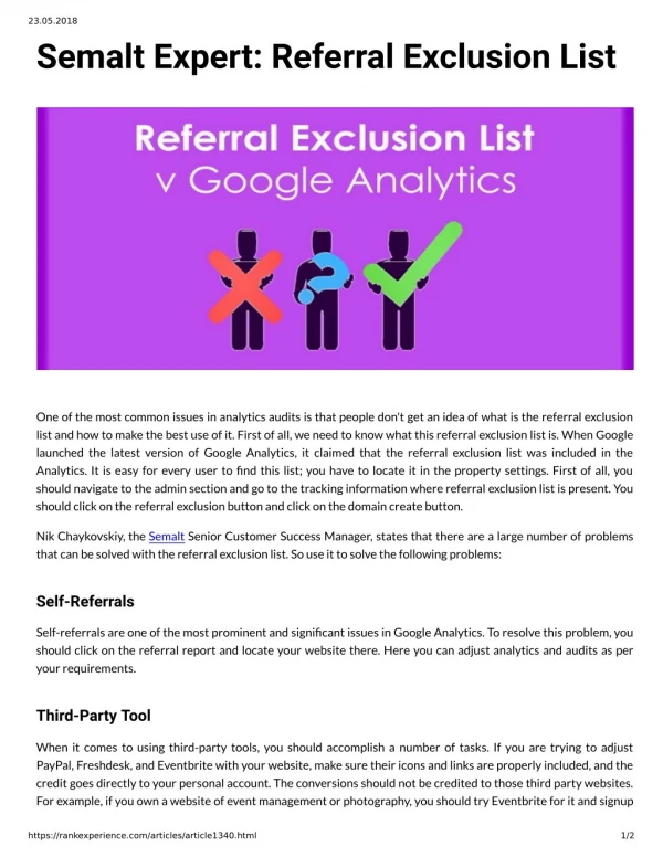 Semalt Expert: Referral Exclusion List