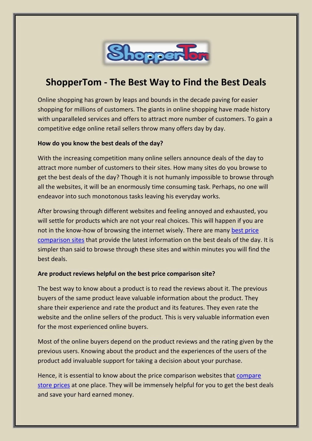 shoppertom the best way to find the best deals