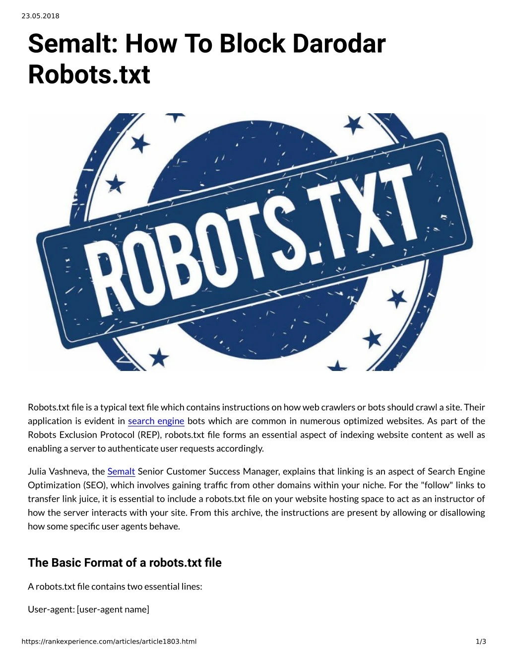 23 05 2018 semalt how to block darodar robots txt