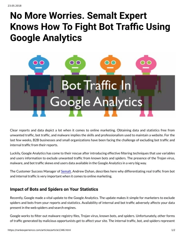 No More Worries. Semalt Expert Knows How To Fight Bot Traffic Using Google Analytics