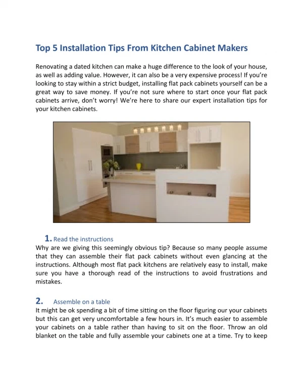 Top 5 Installation Tips For From Kitchen Cabinet Makers