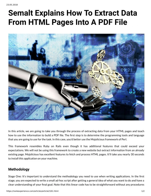 Semalt Explains How To Extract Data From HTML Pages Into A PDF File