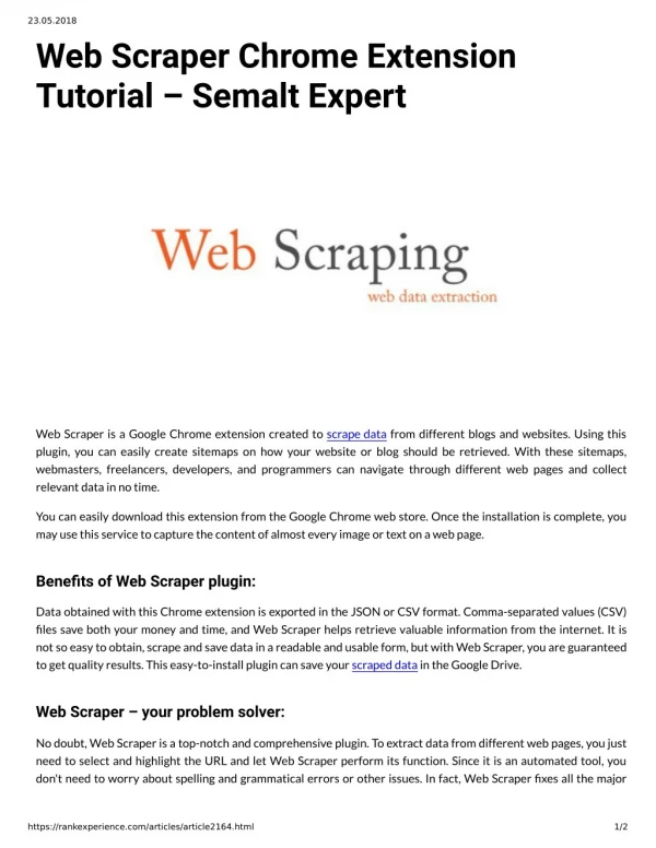 Web Scraper Chrome Extension Tutorial Semalt Expert