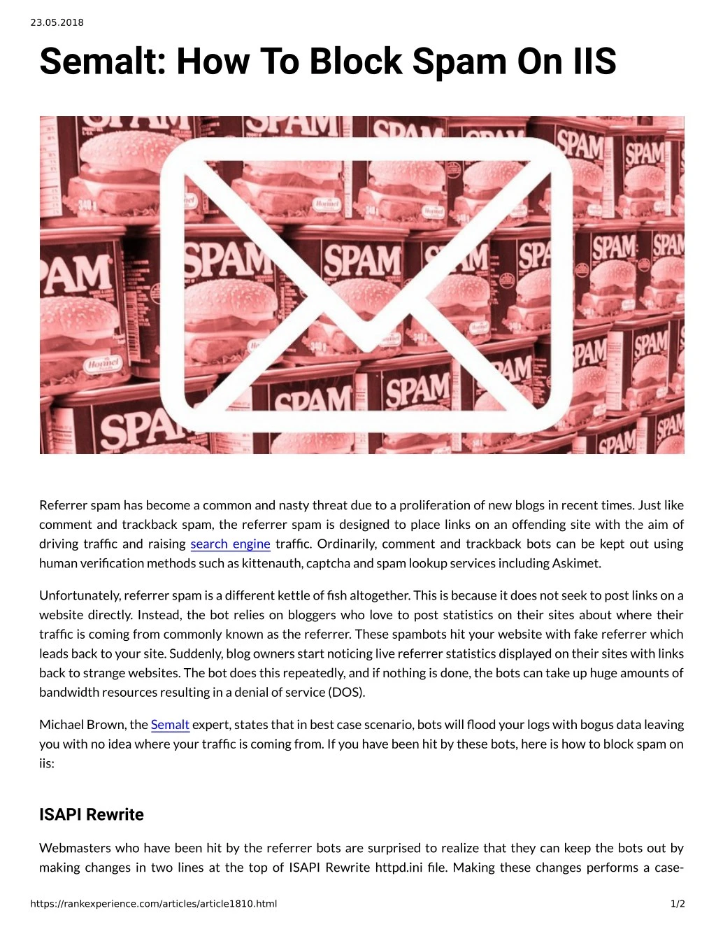 23 05 2018 semalt how to block spam on iis