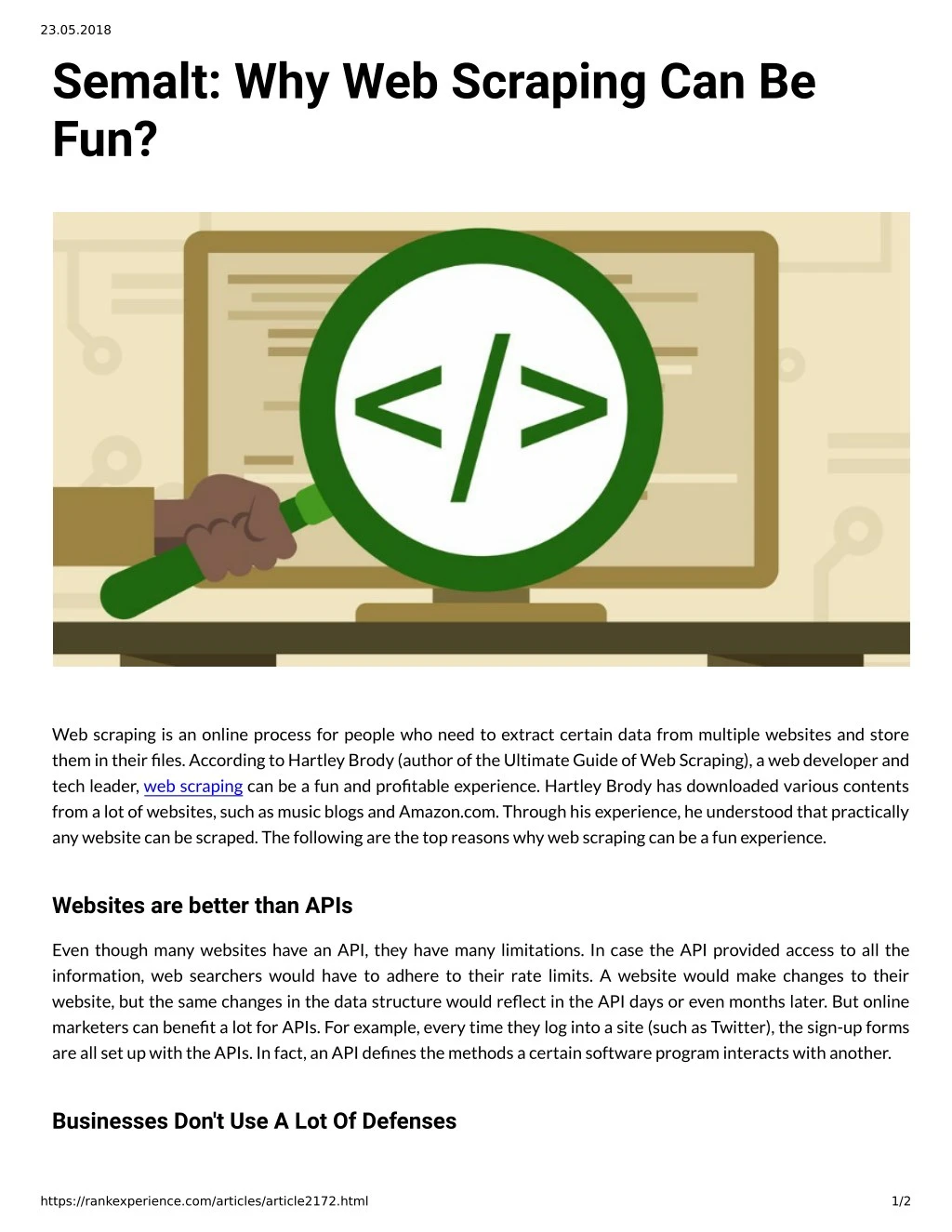 23 05 2018 semalt why web scraping can be fun