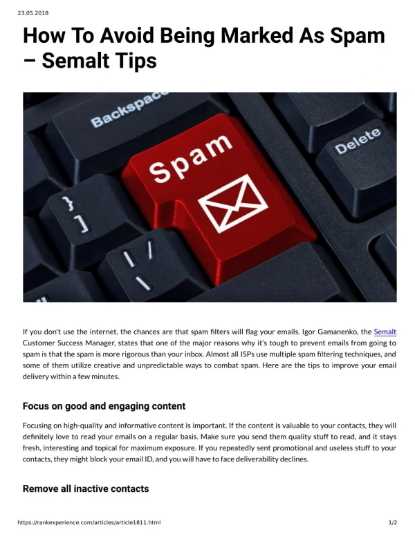 How To Avoid Being Marked As Spam - Semalt Tips