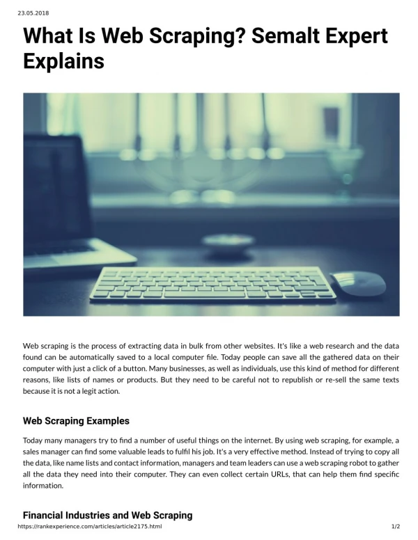 What Is Web Scraping Semalt Expert Explains