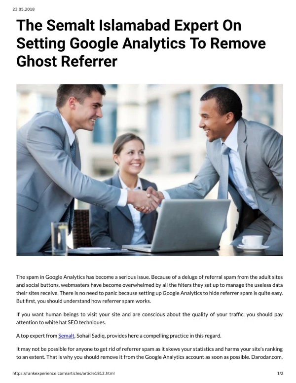 The Semalt Islamabad Expert On Setting Google Analytics To Remove Ghost Referrer