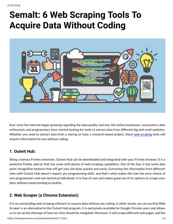 Semalt: 6 Web Scraping Tools To Acquire Data Without Coding