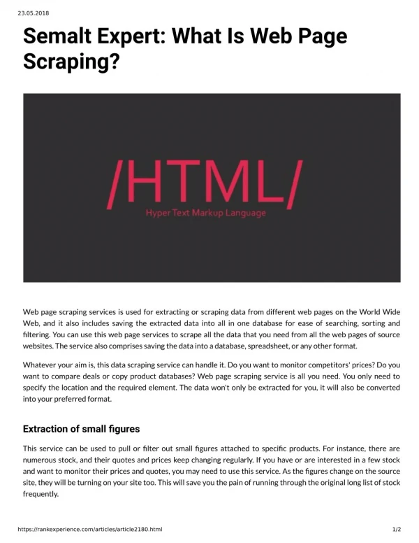 Semalt Expert: What Is Web Page Scraping