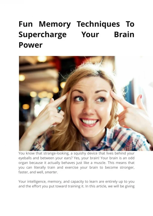 Fun Memory Techniques To Supercharge Your Brain Power
