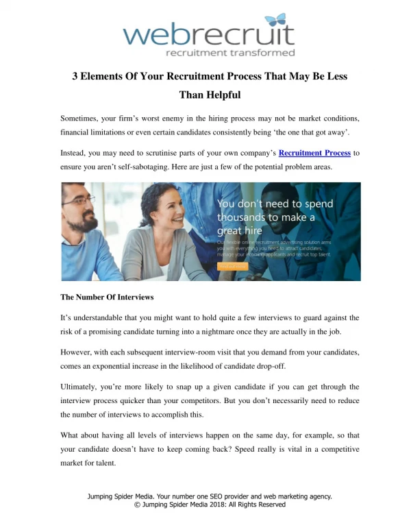 3 Elements Of Your Recruitment Process That May Be Less Than Helpful