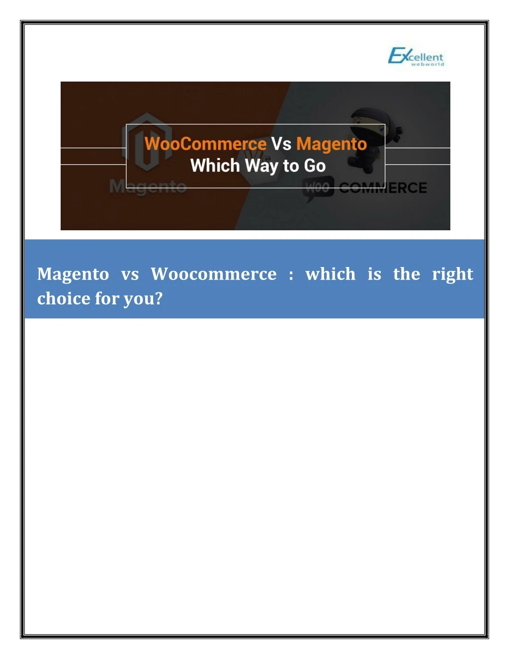 magento vs woocommerce which is the right choice