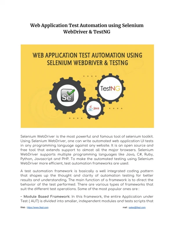 Web Application Test Automation using Selenium WebDriver & TestNG