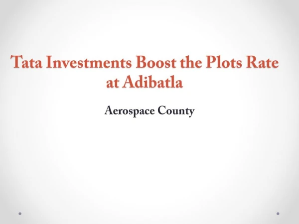 Tata Investments Boost the Plots Rate at Adibatla