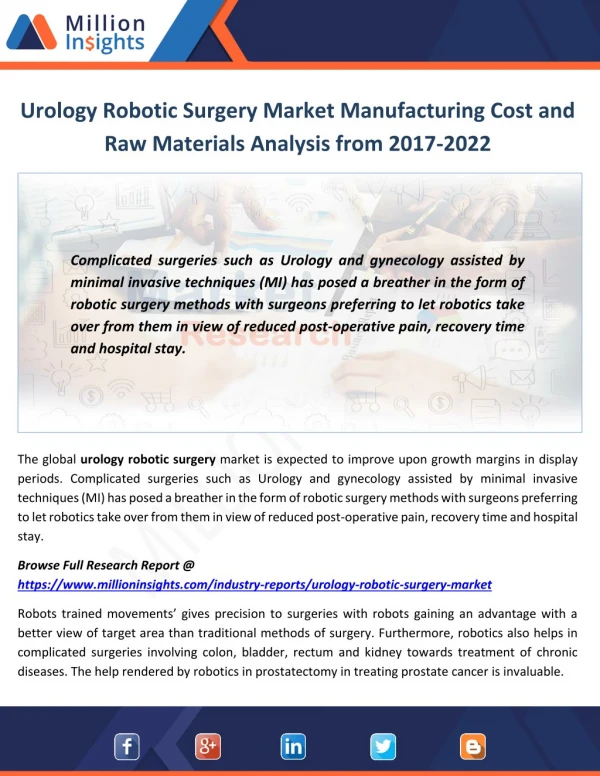 Urology Robotic Surgery Industry Size and Export, Import Analysis 2017-2022