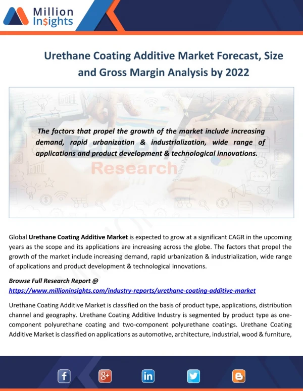 Urethane Coating Additive Market Insights, Competitive Landscape and Forecast Report to 2022