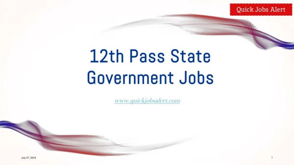 12th Pass State Government Jobs