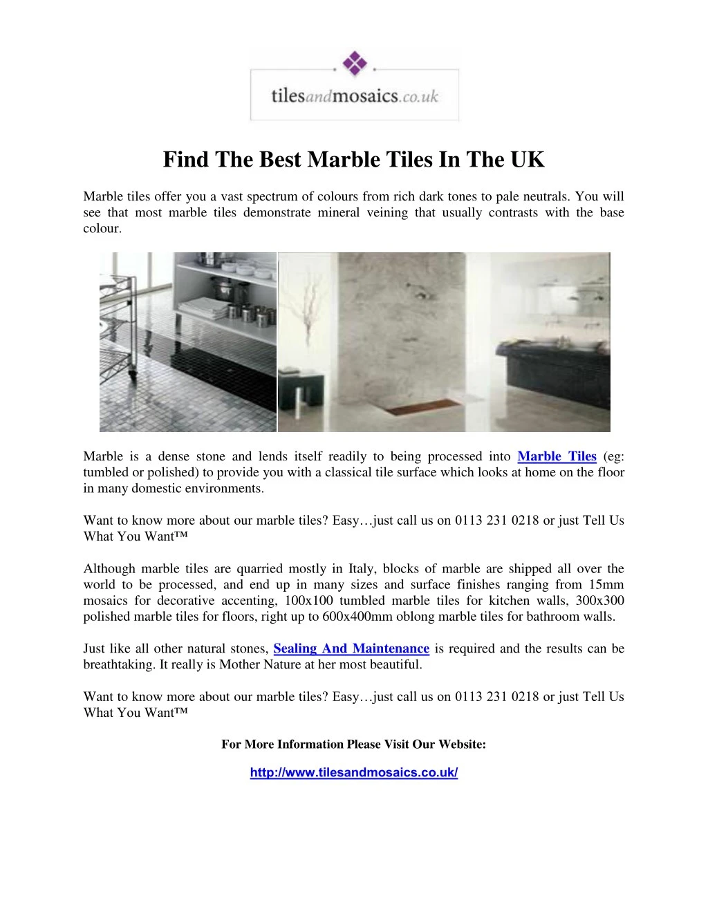 find the best marble tiles in the uk