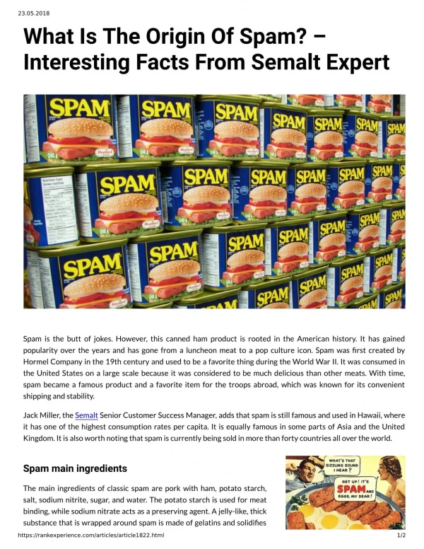 What Is The Origin Of Spam? - Interesting Facts From Semalt Expert