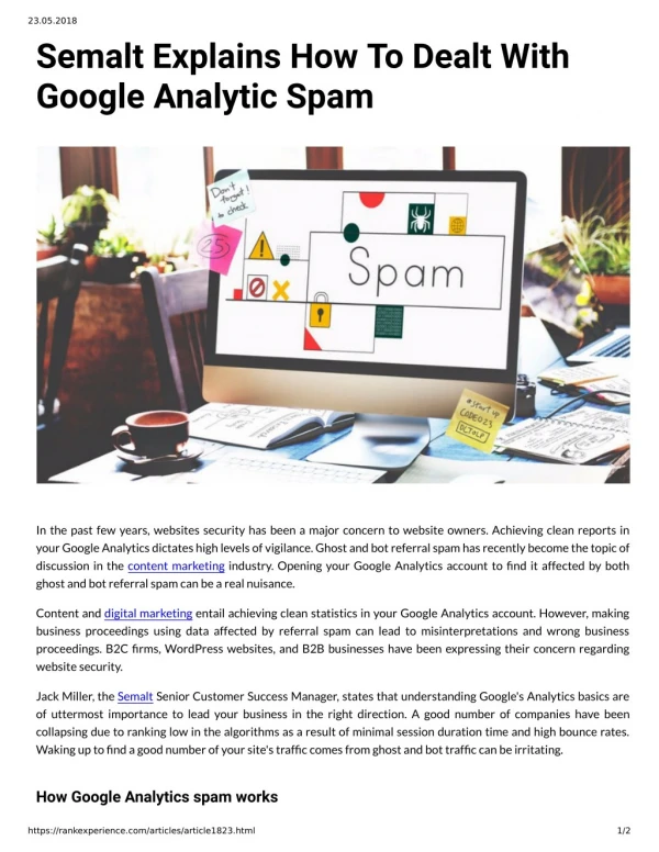 Semalt Explains How To Dealt With Google Analytic Spam