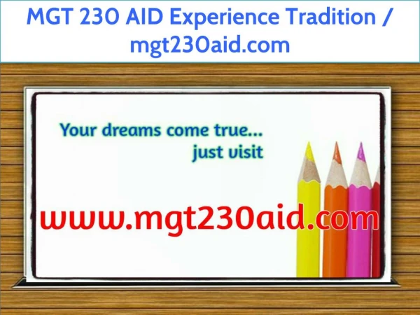 MGT 230 AID Experience Tradition / mgt230aid.com