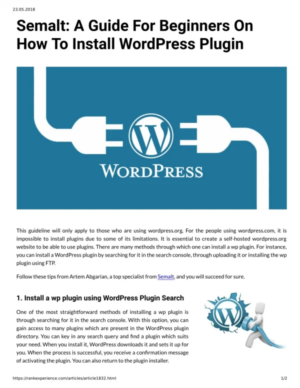 Semalt: A Guide For Beginners On How To Install WordPress Plugin