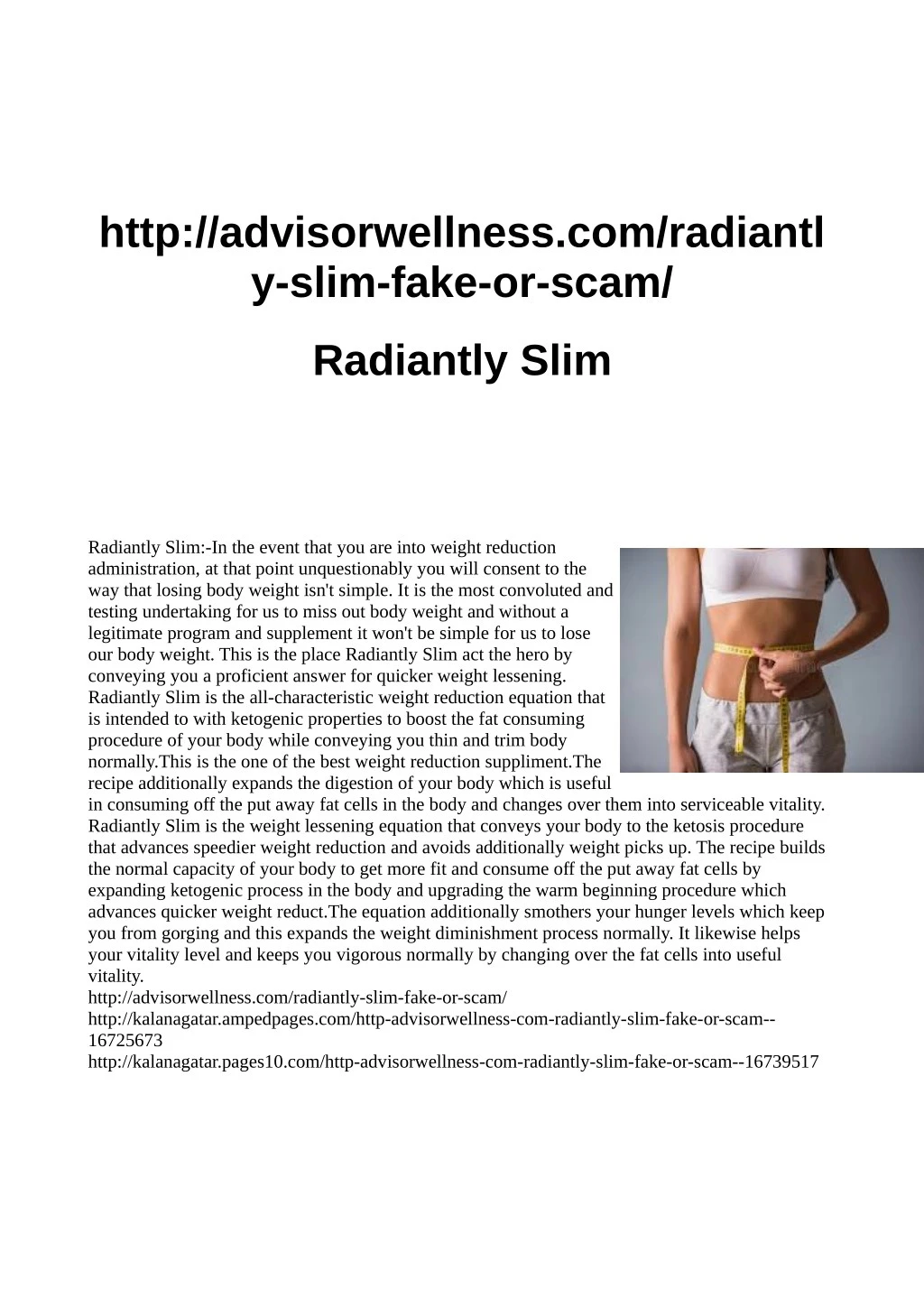 http advisorwellness com radiantl y slim fake