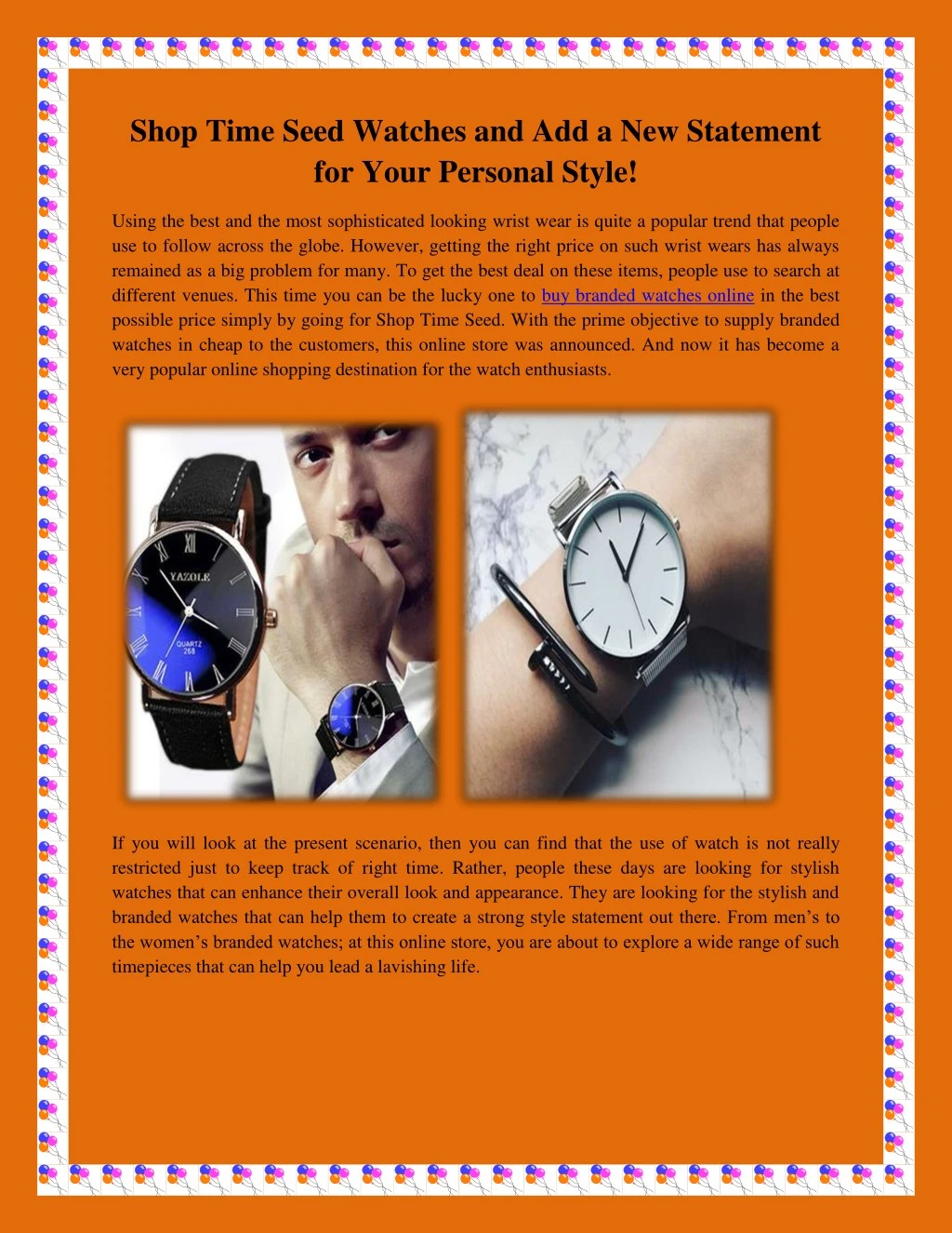 shop time seed watches and add a new statement